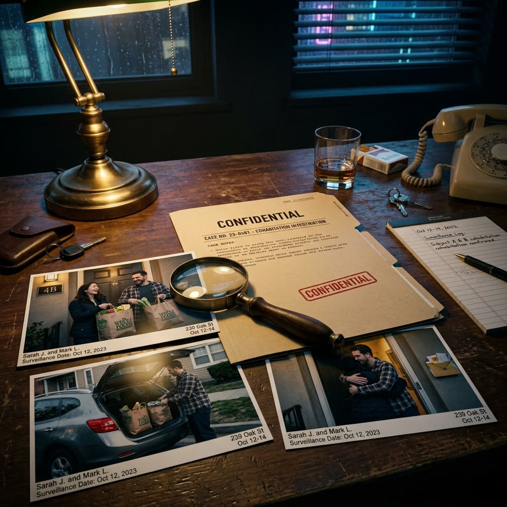 Alimony surveillance report and evidence of cohabitation